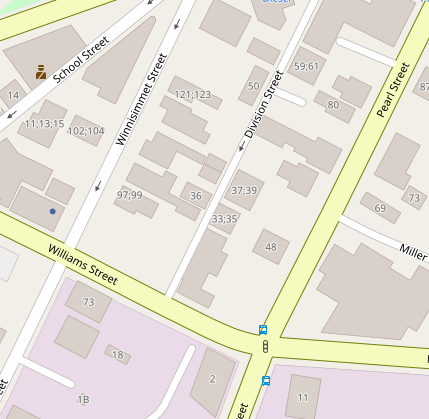 Intersection of Williams St. and Division St. from Open Street Map